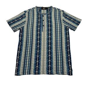 RRL Double RL Ralph Lauren Jacquard Knit Jersey Henley Shirt Men's M Western